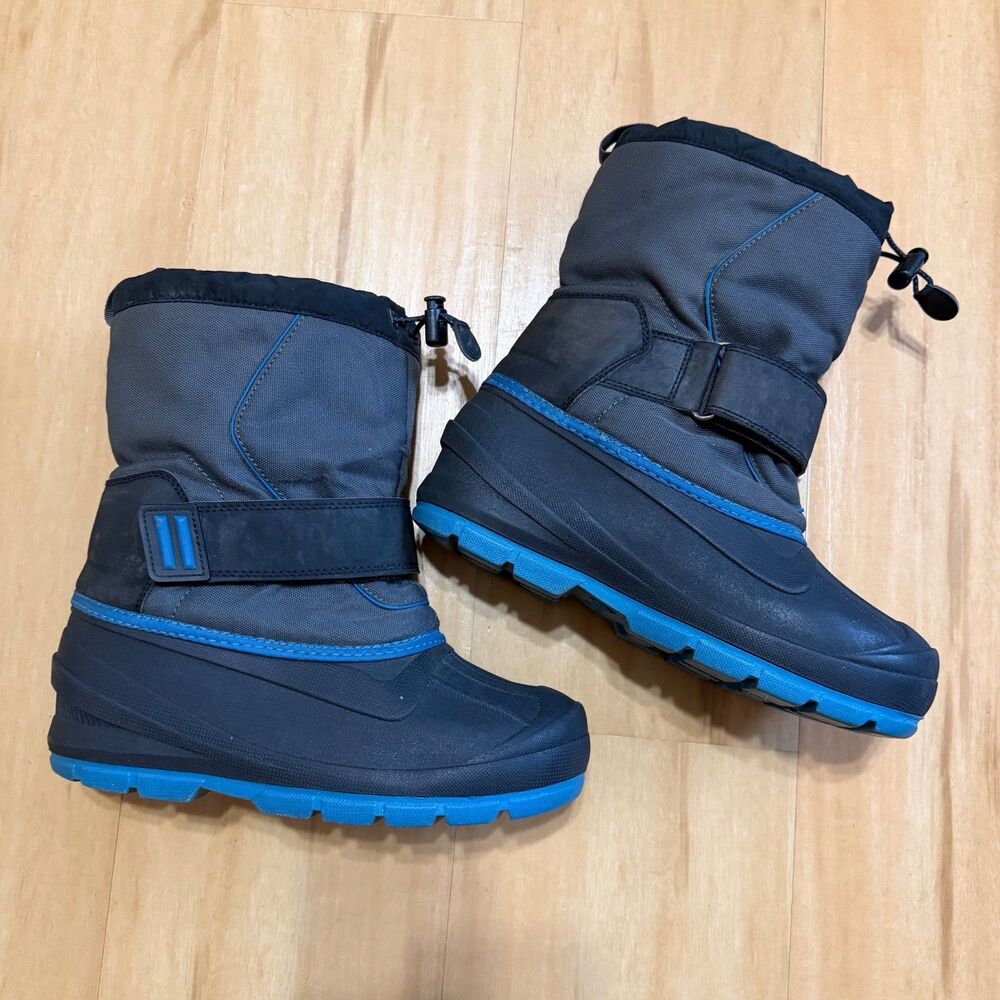 Cat & Jack Kids Snow Boots Size 5 Waterproof Black / Blue Thermolite Boys Girls